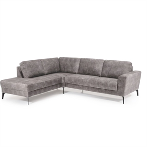 Stamford sofa med Open End - 252 x 209 cm. - Velour stof Dolphin 
